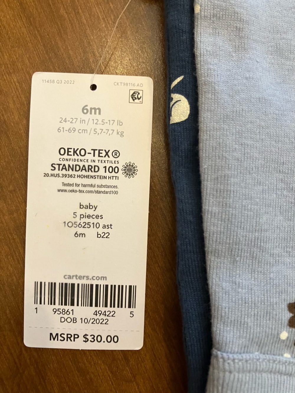 Carter's Baby Floral Short-Sleeve Five-Piece Bodysuit Set- Cream, Blue, Brown - Picture 8 of 9